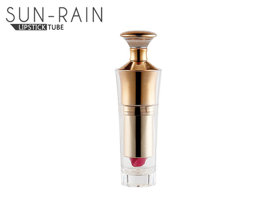 Round Plastic Lip Protector Packaging Clear Gold Lipstick Tubes SM001