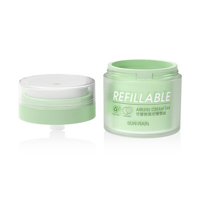 Customized Empty PET Material Refillable Airless Cosmetic Jar With Inner Recyclable PP Bottle