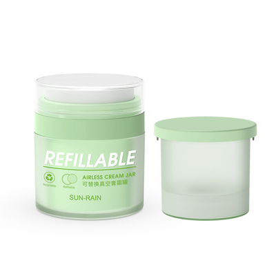 Customized Empty PET Material Refillable Airless Cosmetic Jar With Inner Recyclable PP Bottle