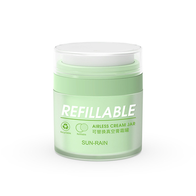 Customized Empty PET Material Refillable Airless Cosmetic Jar With Inner Recyclable PP Bottle