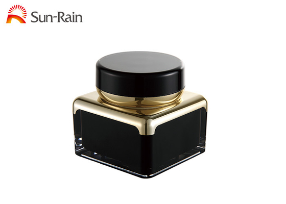 Black Square Acrylic Jars For Cosmetics Luxury Cream Packaging 30ml 50ml SR2366