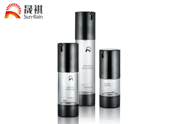 Round AS Black Cosmetic Bottle Packaging For Skin Care Cream , 15ml 30ml 50ml