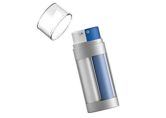 Oval Acrylic 30ml Double Tube Airless Bottle With Dispenser Pump